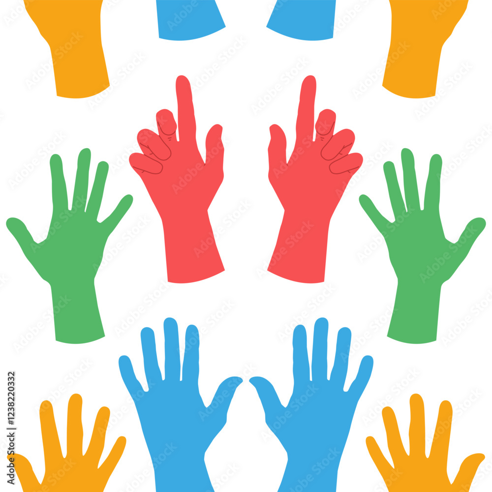 Fototapeta premium Rubber gloves vector cartoon seamless pattern background.