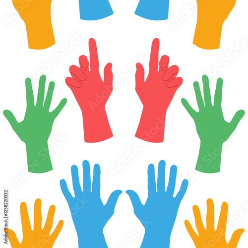 Rubber gloves vector cartoon seamless pattern background.