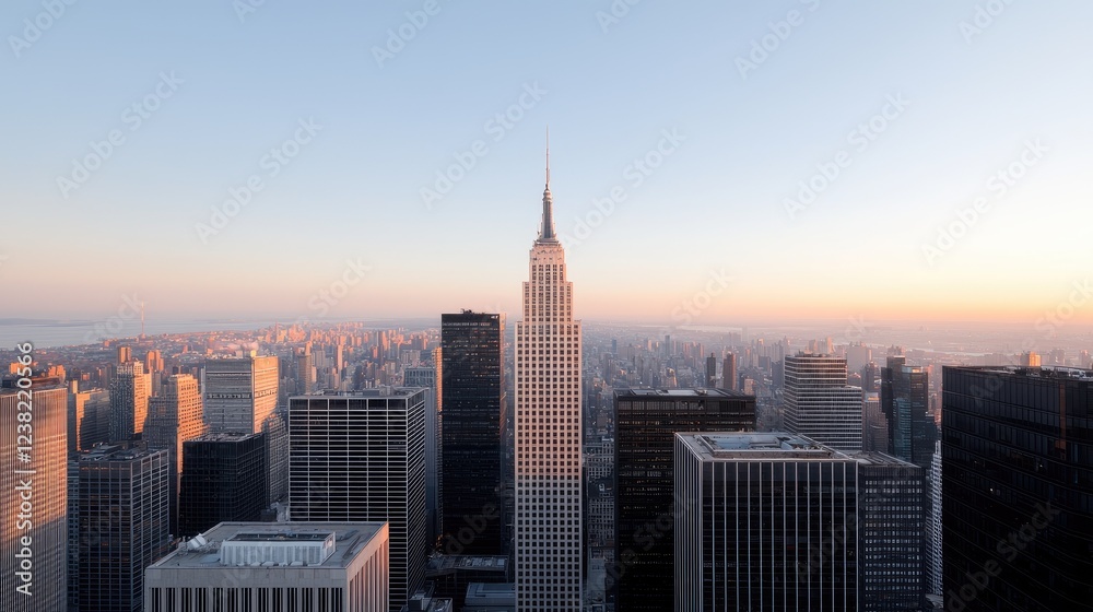Sunrise over Midtown Manhattan skyscrapers Sunrise over Midtown Manhattan skyscrapers