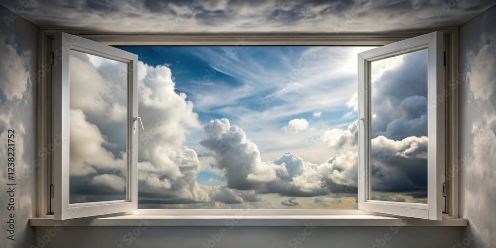 Obraz premium A large open window with a soft focus on the outside