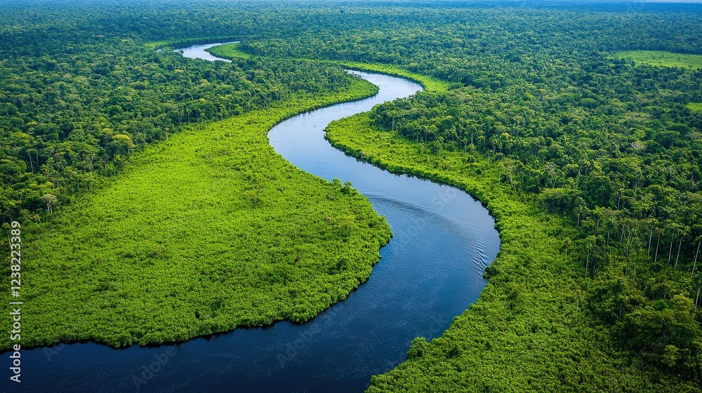 forest with winding rivers cutting through it, showing a contrast between the lush green of the trees and the sparkling blue of the water. forest with winding rivers cutting through it, showing a contrast between the lush green of the trees and the sparkling blue of the water.