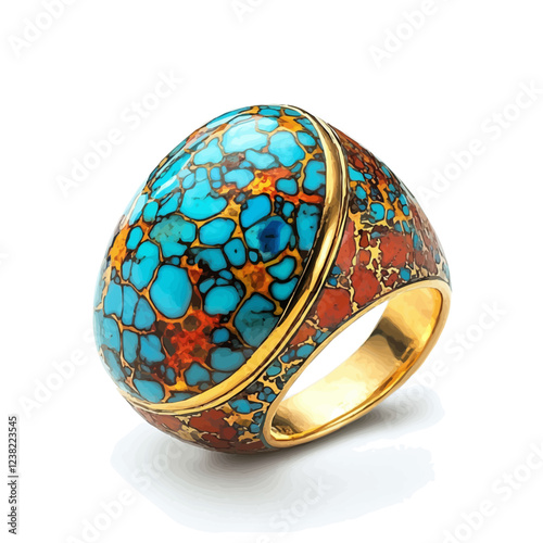 A sleek and elegant  Neyshabu turquoise ring featuring a vibrant, hand-selected stone