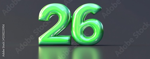 Vivid neon green 3D letter 