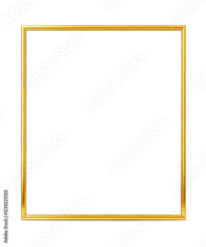 A sleek golden square frame with a thin, polished finish, isolated on a transparent background