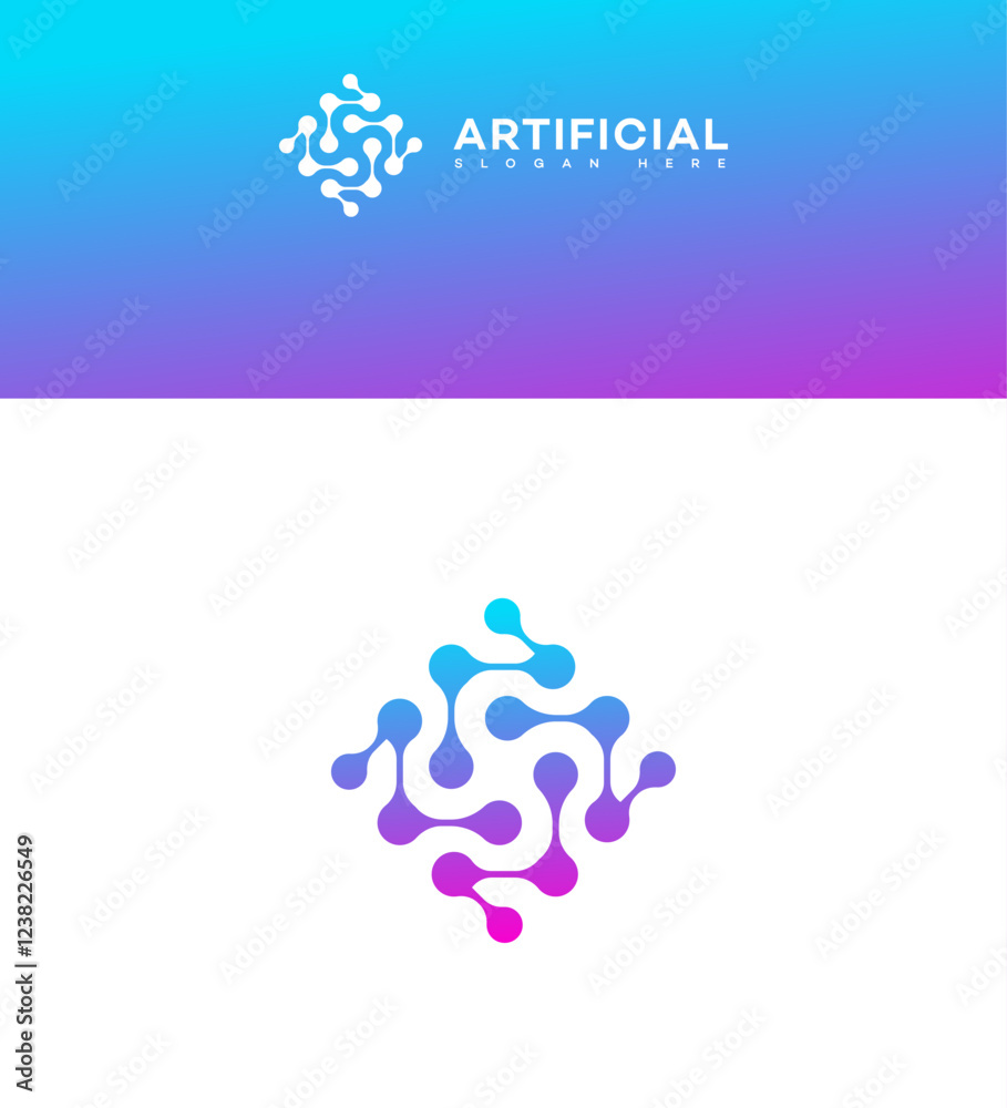 Obraz premium Artificial Intelligence Logo Design Abstract Network Node System