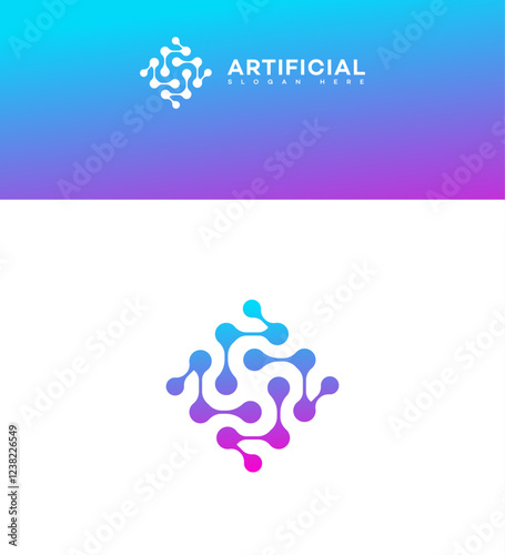 Artificial Intelligence Logo Design Abstract Network Node System