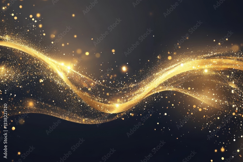 Obraz premium Celebratory wave design featuring sparkling gold hues and abstract elements for new year festivities and joyful occasions