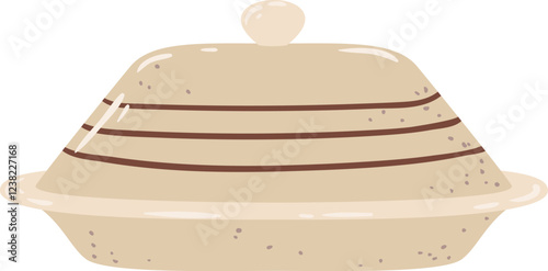 Butter dish featuring a lid, placed on a tray, preserving butter in a fresh and spreadable state, perfect for enhancing breakfast or teatime experiences