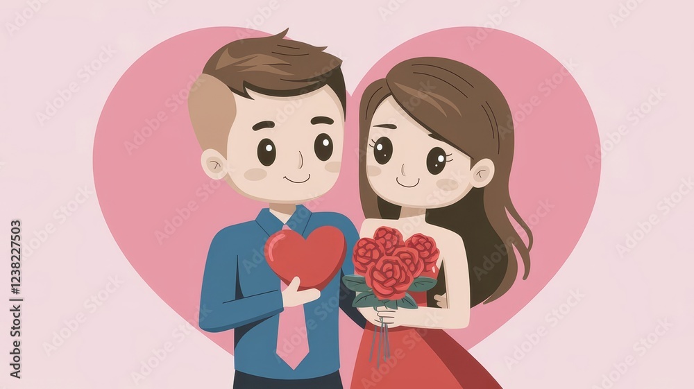 Romantic Valentine's Day Digital Sticker with Heart Design Romantic Valentine's Day Digital Sticker with Heart Design