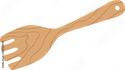 Simple and elegant wooden spoon fork for serving salad lying on a white background, perfect for showcasing healthy eating and eco friendly kitchenware