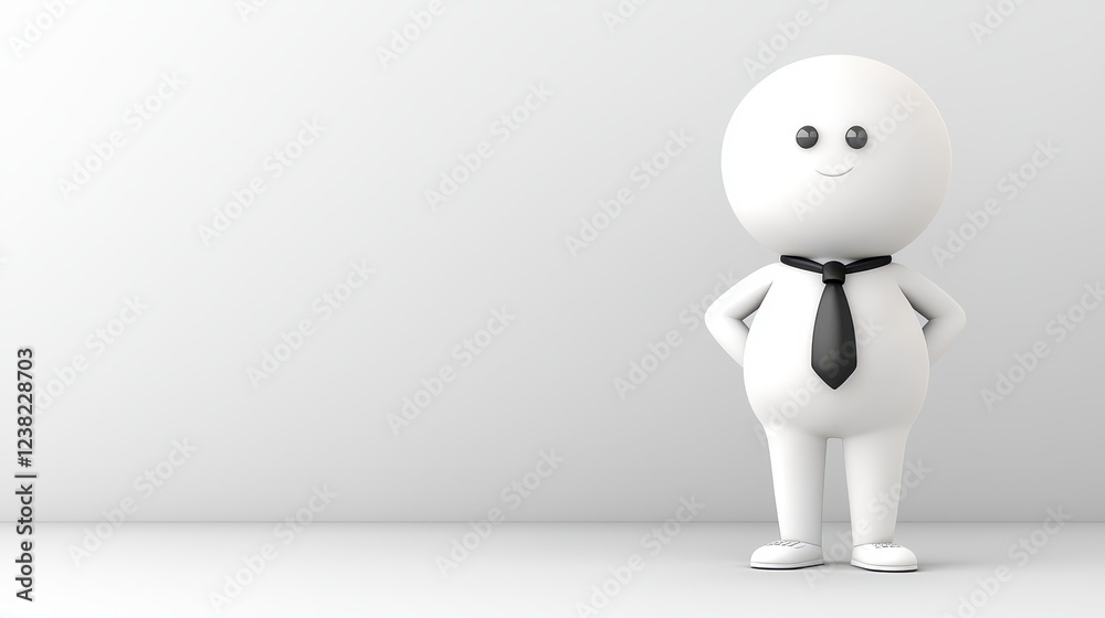 3d man in tie, visual representation of professionalism and business acumen in minimalist setting 3d man in tie, visual representation of professionalism and business acumen in minimalist setting
