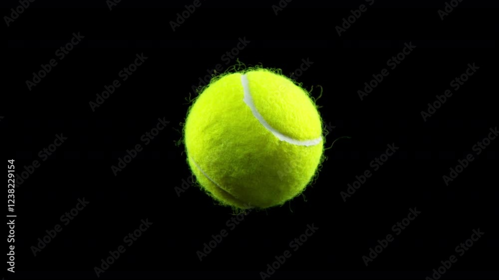 Super Slow Motion Detail Shot of Rotating Tennis Ball at 1000 fps.