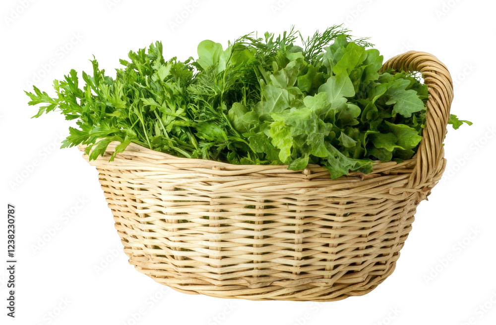 PNG Freshly picked greens in a wicker basket PNG Freshly picked greens in a wicker basket