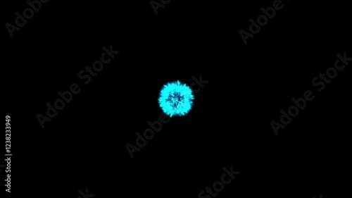 4K explosion particle effect. Energy light exploded in space. Isolated on black background. Floating particles burst sparkling. Glowing Shockwave Particles. Overlay.