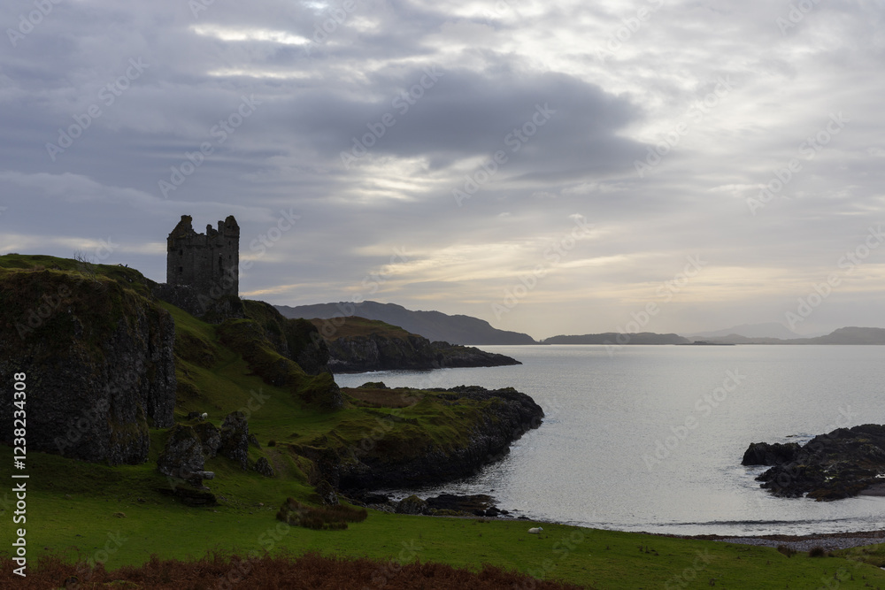 Dramatic sky with Gylen castle, Isle of Kerrera, Inner Hebrides, Scotland, UK. Dramatic sky with Gylen castle, Isle of Kerrera, Inner Hebrides, Scotland, UK.