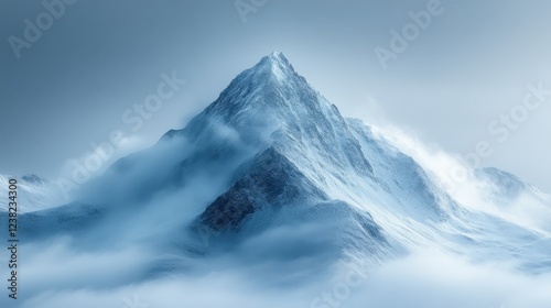 Wallpaper Mural Majestic Snow-Covered Mountain Peak Towering Above Clouds. Generative AI Torontodigital.ca