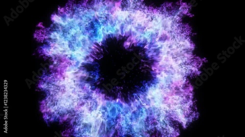 Abstract Pulsing Ring motion graphic element. perfect for background or logo placement. Particle flowing with motion creating a plasma, portal effect or beating heart pulse. 3D render, 4K loop