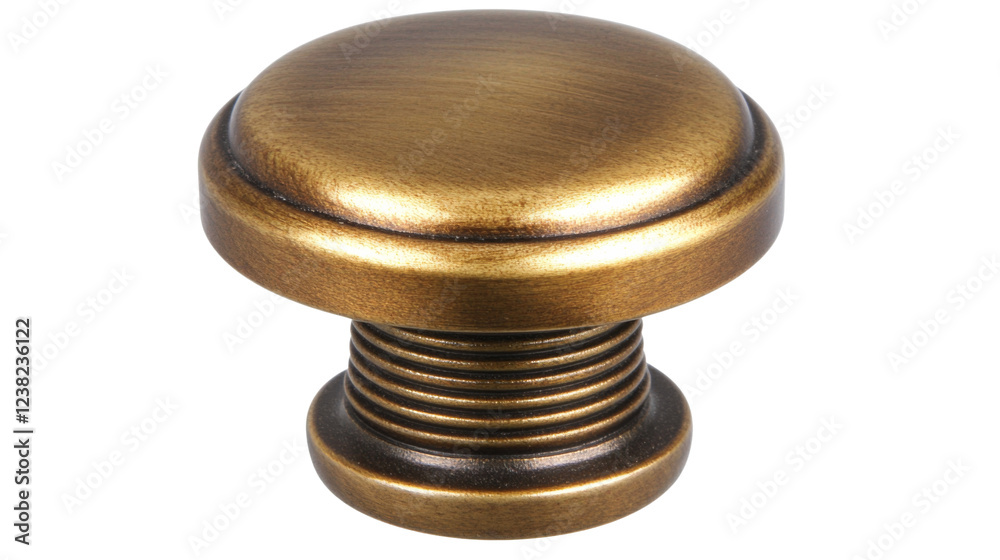 Round brass furniture knob with transparent background Round brass furniture knob with transparent background