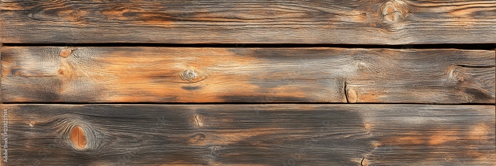 Naklejka premium Rustic wood plank surface with empty space for text overlay.