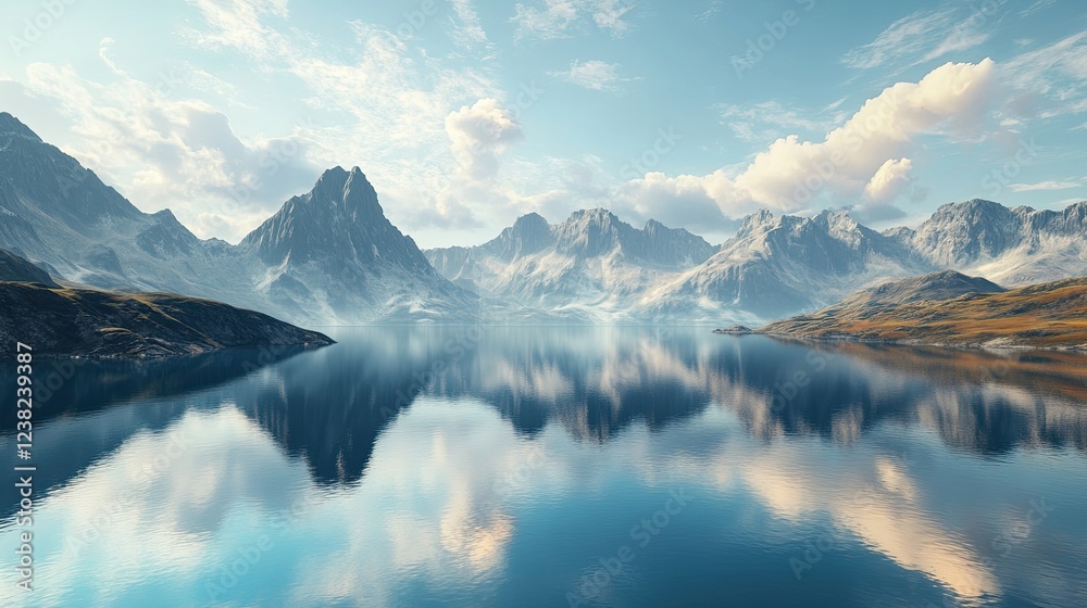 A serene lake with smooth reflections, surrounded by majestic mountains, symbolizing calm and stability. A serene lake with smooth reflections, surrounded by majestic mountains, symbolizing calm and stability.
