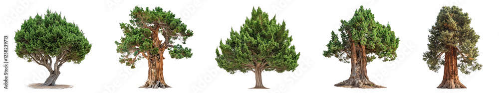 Fototapeta premium Pine tree png cut out element set, transparent background