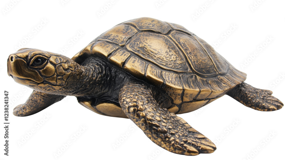 Obraz premium Bronze turtle sculpture isolated on transparent background