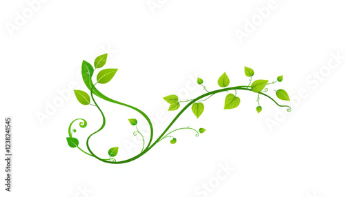 A swirling vine with bright green leaves forming a decorative abstract pattern, representing nature, growth, and harmony, perfect for botanical, environmental, and eco-friendly designs. photo