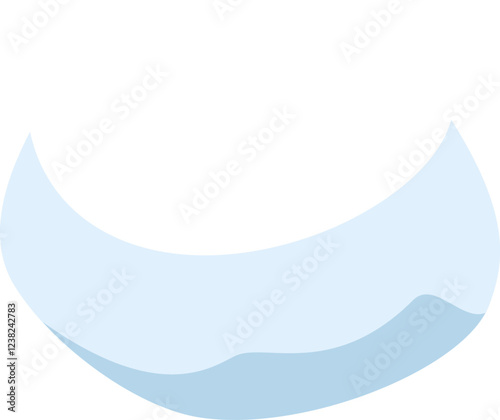 Minimalist light blue abstract wave gracefully forming a crescent shape against a clean white background, enhancing websites, presentations, and various graphic projects with elegance