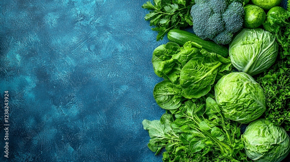 Fototapeta premium Vibrant Green Vegetables: A Symphony of Freshness and Health. Perfect for Salads, Cooking, and a Healthy Diet.