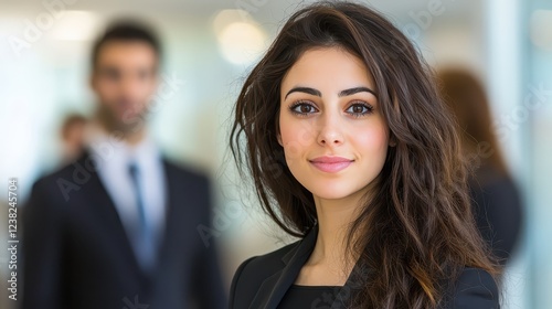 Wallpaper Mural Woman with long, flowing brown hair, a captivating portrait of beauty and style Torontodigital.ca