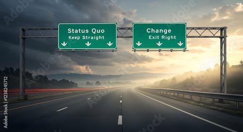 Highway Crossroads Status Quo Vs Change Motivational Image