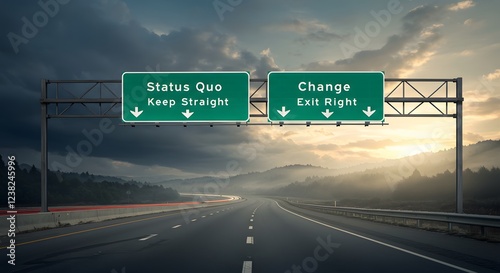 Highway Road Sign Choice Status Quo or Change