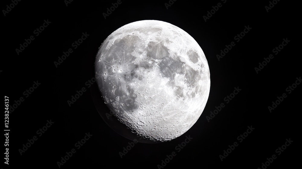 Night sky, gibbous moon, craters, dark background, space photography Night sky, gibbous moon, craters, dark background, space photography