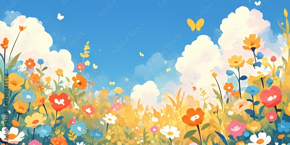 Naklejka premium Landscape children drawing illustration