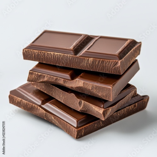 Deliciously Rich Dark Chocolate Bars Stacked on a Light Background for Gourmet Delights