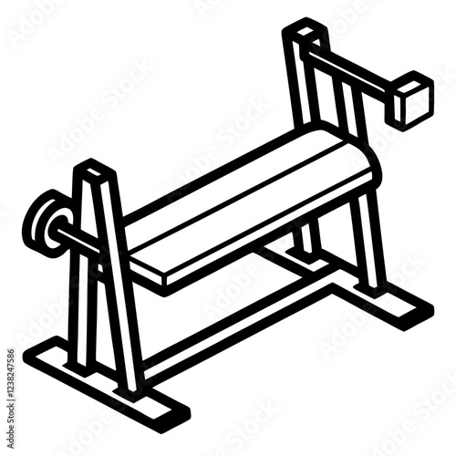 Bench press or adjustable bench workout equipment outline black vector
