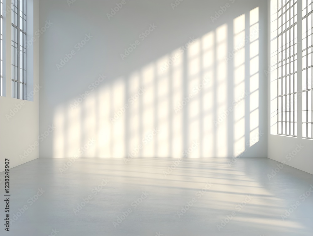 Fototapeta premium Minimal white background with soft shadows and empty space for text.