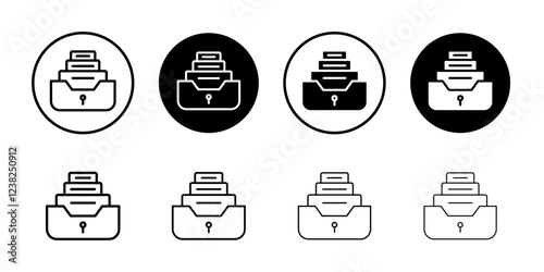Archival box with documents icon Vector logo outline