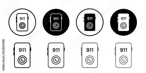 Fotografie Call 911 phone number icon Vector logo outline
