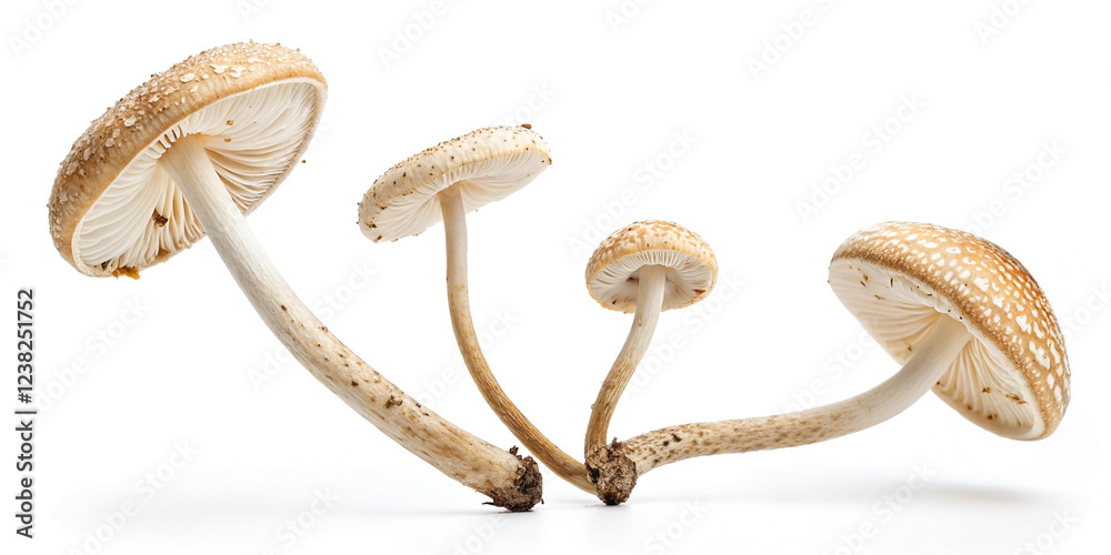 Flying Mushrooms Isolated for Culinary Presentation Flying Mushrooms Isolated for Culinary Presentation