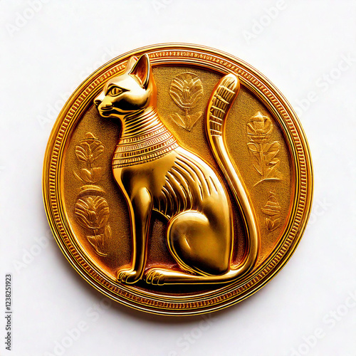 badge pin cat Bastet symbol egypt isloates on white