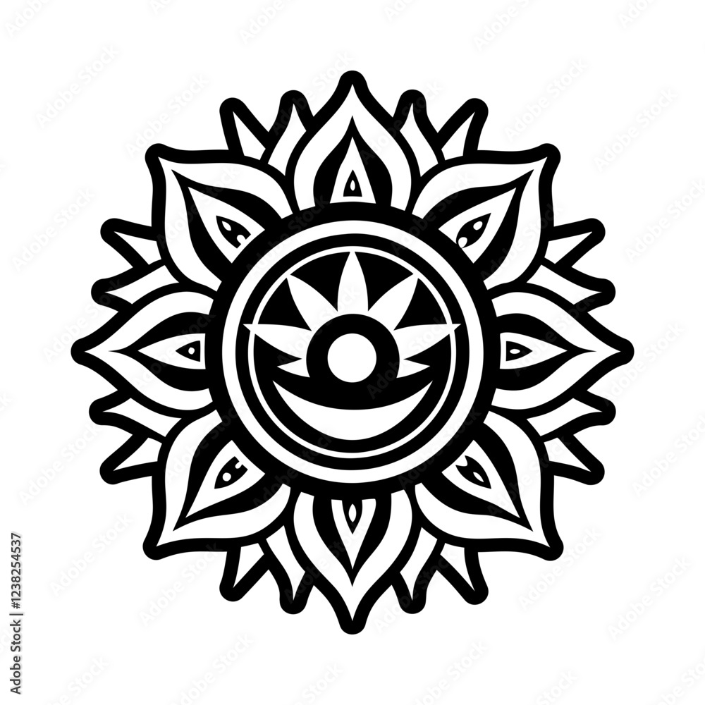 A filled style icon of amaterasu symbol A filled style icon of amaterasu symbol