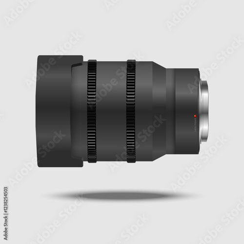Lens photo mockup vector design on gray background for decoration