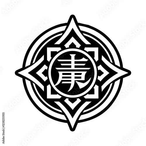 Japanese future symbol icon in solid style