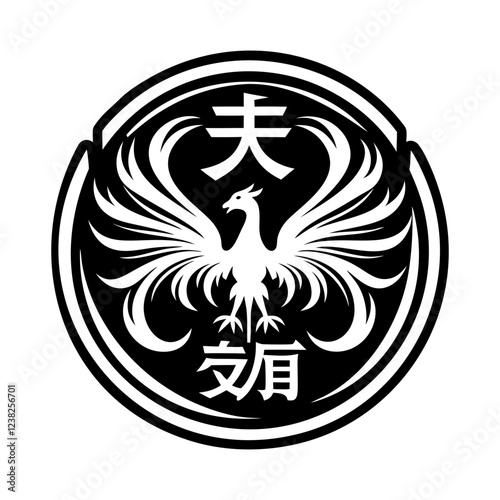 A solid style icon of phoenix bird symbol photo