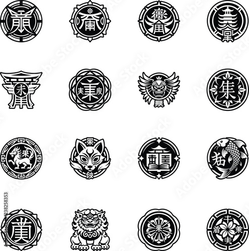 Set of Glyph Style Japanese Language Icons 

 photo