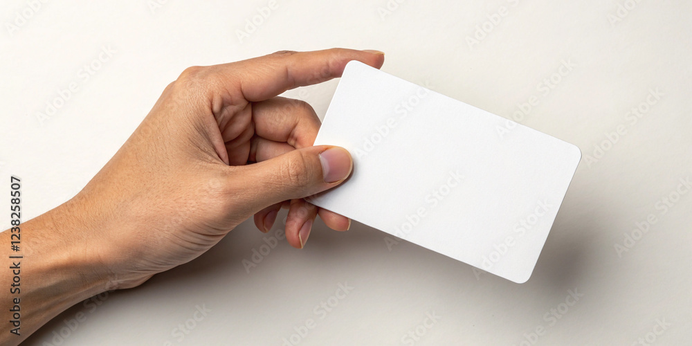 Hand Holding a Blank Card 10x15cm for Creative Use Hand Holding a Blank Card 10x15cm for Creative Use