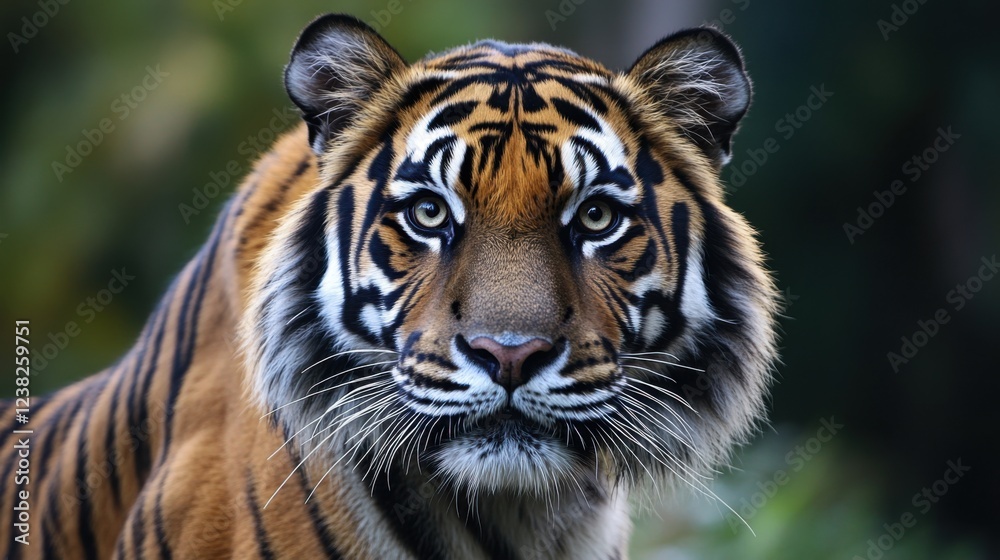 Obraz premium Majestic tiger staring intently jungle habitat wildlife photography close-up view natural beauty