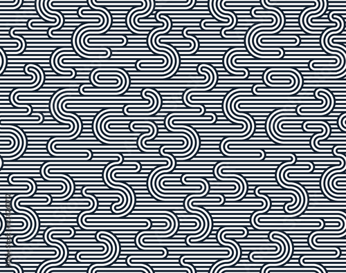 Linear seamless pattern, vector stripy geometric abstract background, tiling art runny dynamic lines, funky endless retro wallpaper.
