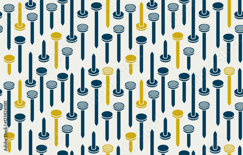 Nails seamless pattern, vector steel pins construction theme tiling background, work endless wallpaper.